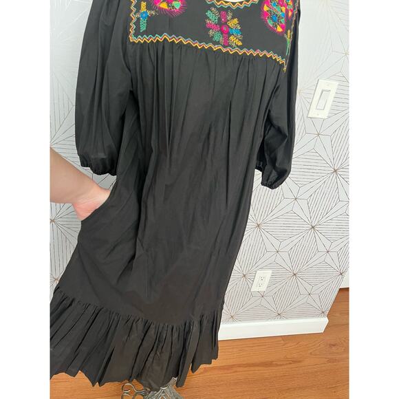 Vintage Sandy Starkman Boho Embroidered Caftan 100% Cotton Dress Made in India - Picture 10 of 13